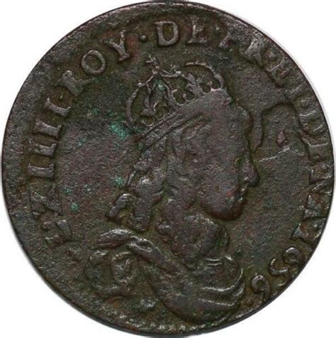 T2265 Rare Liard De France Louis XIV 1656 E Meung Sur Loire Hermine