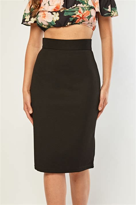 Black Basic Midi Skirt Just 7