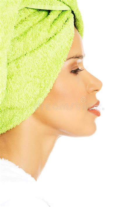 Profile Of Attractive Woman Wrapped In Towel With Turban Stock Image Image Of Lady Nude