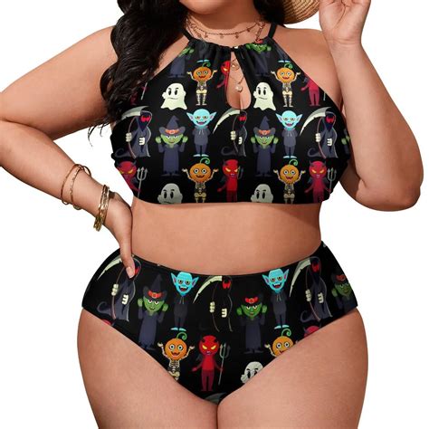 Halloween Print Bikini Swimsuit Scary Monsters Bikinis Set Elegant Swimwear Female Sport