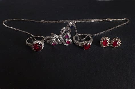 Burmese Ruby Pendant Ribbon Necklace Platinum Gem Gardener