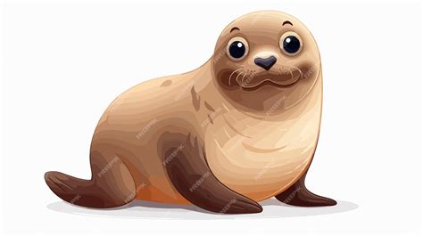 Funny Big Brown Seal Cartoon Illustration Premium Ai Generated Vector