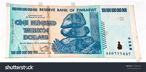 100000000000000 One Hundren Trillion Zimbabwe Dollars Stock Photo