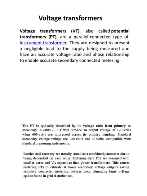 Potential Transformer | PDF | Transformer | Electric Power