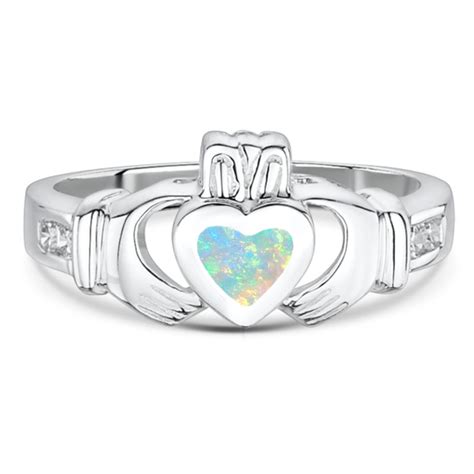 Opal Claddagh Ring October Birthstone Claddaghrings