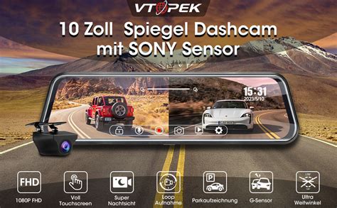 Spiegel Dashcam mit Rückfahrkamera Dual 1080P Dashcam Auto Vorne Hinten