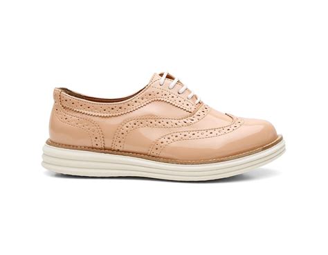 Sapato Oxford Feminino Couro Legítimo Nude Haldrys