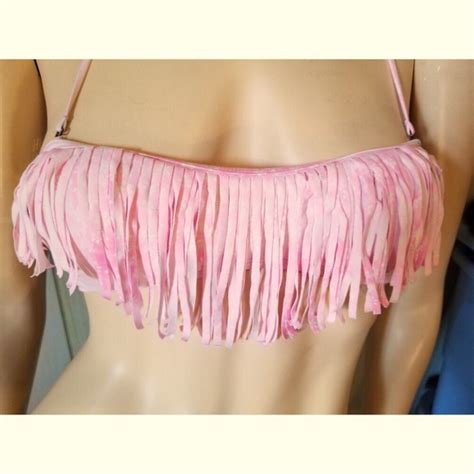 Abercrombie Fitch Swim Vtg Boho Pink Fringe Bikini Bra Gogo Swim Top Abercrombie Fitch