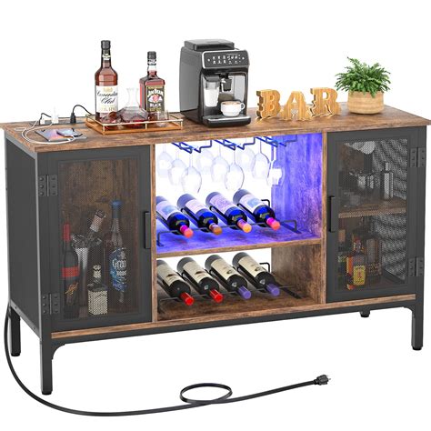 Buy Homieasy Wine Bar Cabinet With Led Lights And Power Outlets