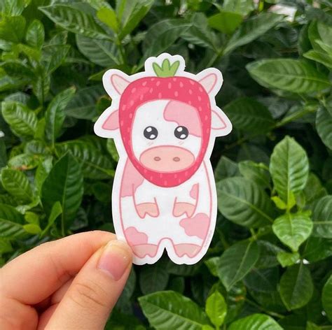 Strawberry Cow Vinyl Sticker Peachybbyj Etsy Crafts To Do When Your