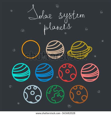 Vektor Stok Doodle Icons Solar System Planets Vector Tanpa Royalti