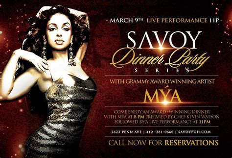 Join Grammy Award Winning Artist Mya At The Savoy Dinner Party Series