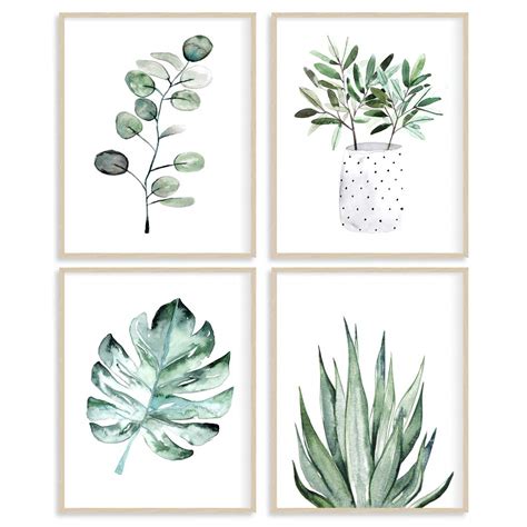 Buy Botanical Prints s for Bedroom Aesthetic, Wall Art Print 8x10 Canvas Unframed Set of 4, Boho ...