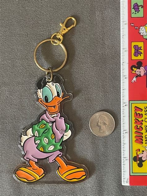 Large Vintage Acrylic Preppy Donald Duck Keychain Bag Gem