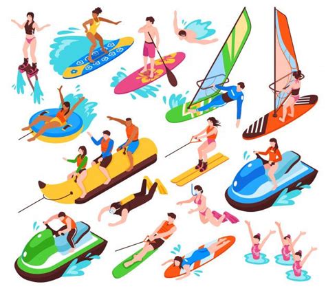 Download Isometric Set Of Summer Water Active Recreation So As Banana