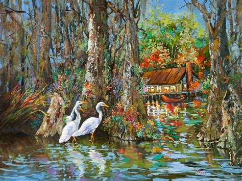 Louisiana Bayou Art Egrets Herons Louisiana Swamp and Bayou - Etsy