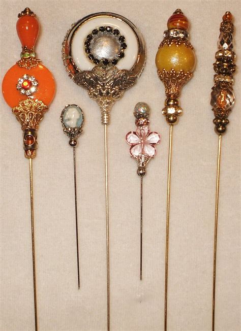 6 Antique style Victorian Hat Pins with by MarysForeverMemories