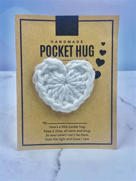 White Pocket Hugs Crochet For Friends Mom Teacher Coworkers Pocket