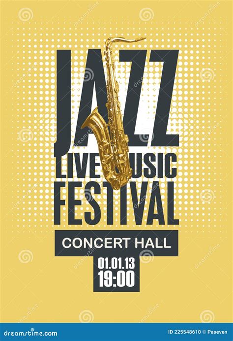 Poster For Jazz Festival Live Music With Saxophone Stock Vector