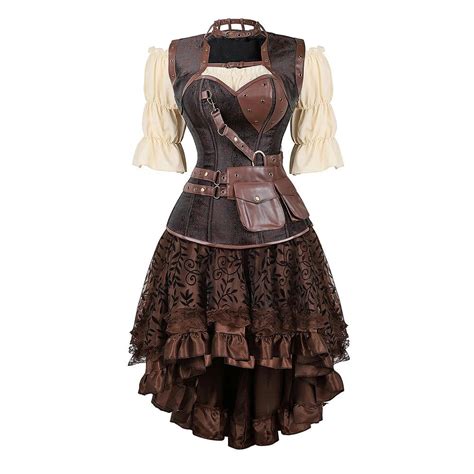 Plus Size Steampunk Pirate Outfits For Curvy Women Brown 3 S Em