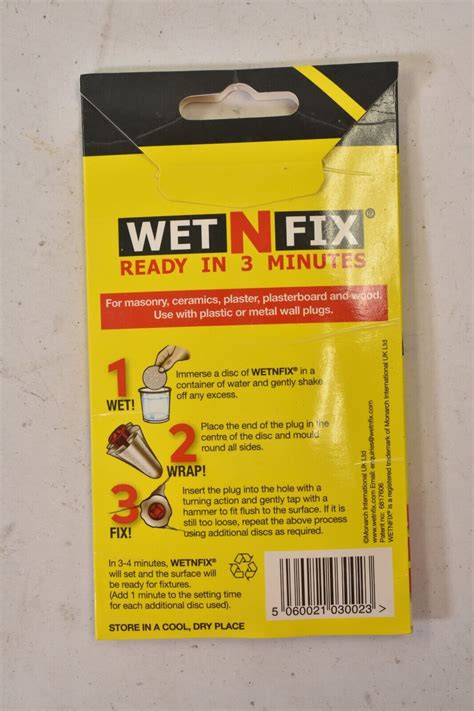 WetNFix Wet N Fix Quick Wall Fixture 20 Disc Pack Fixes Loose Anchor Or