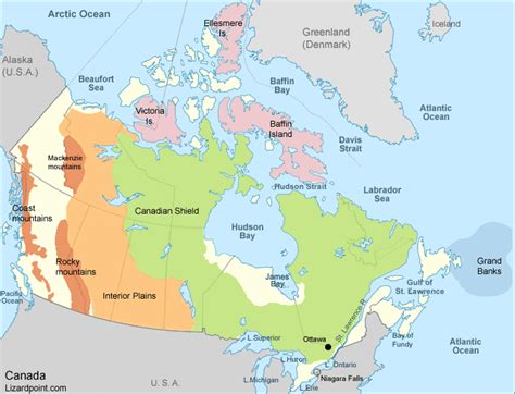 A Physical Map Of Canada