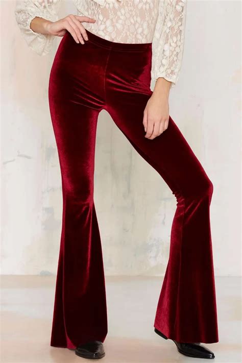 New Fashion Autumn Winter Flare Trousers Retro Vintage Velvet Pants