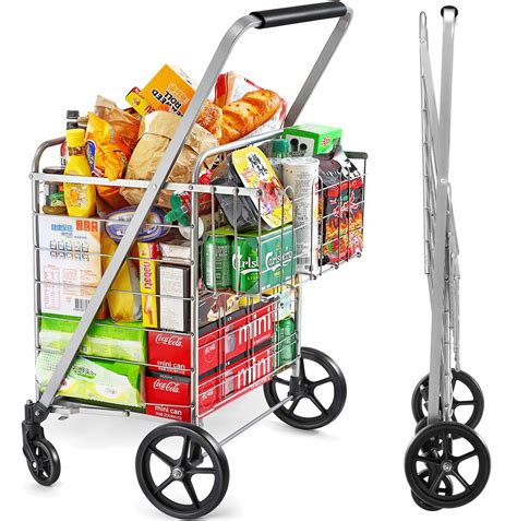 Wellmax Shopping Cart With Wheels Metal Grocery Cart With Wheels