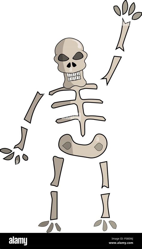 Cartoon Skeleton Waves A Hand Vector Illustration Isolated On A White