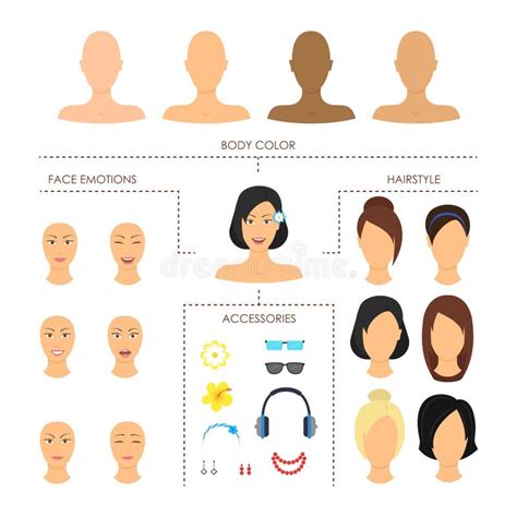 Cartoon Woman Hairstyles Icons Set Vector Stock Vector Illustration