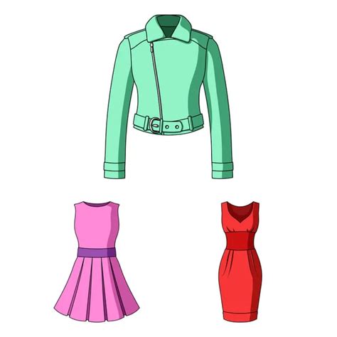 Women Clothing Cartoon Icons In Set Collection For Design Clothing