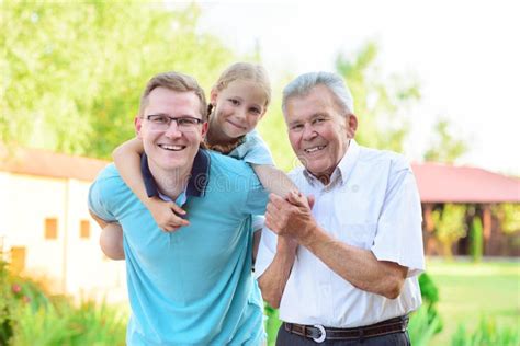 Portrait of Happy Old Grandfather and Cute Children Stock Photo - Image of granddaughter ...