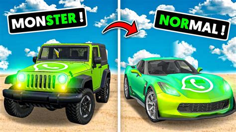 Monster Truck Whatsapp Car Vs Normal Whatsapp Car Extreme Car Driving