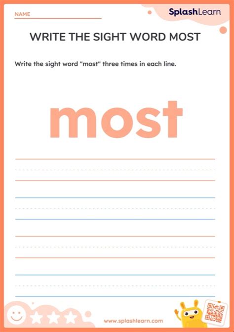 Write The Sight Word Most Printable ELA Worksheet