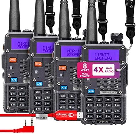 MIRKIT 4X Ham Radios Baofeng UV 5R MK5 8 Watt Max Power 1800 MAh Li