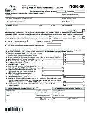 2022 Form NY IT 203 GR Fill Online Printable Fillable Blank PdfFiller