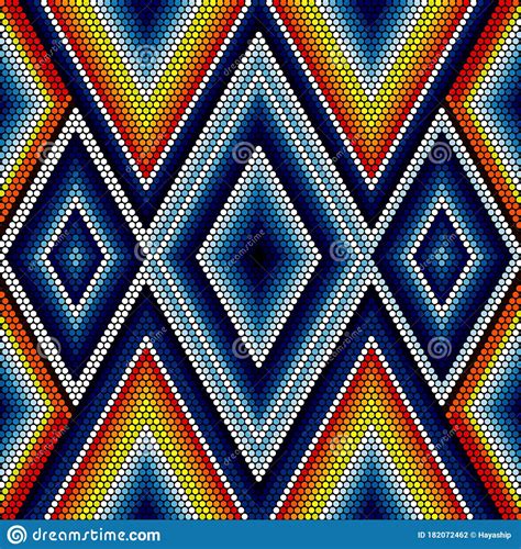 Mexican Huichol Art Seamless Pattern Stock Vector Illustration Of