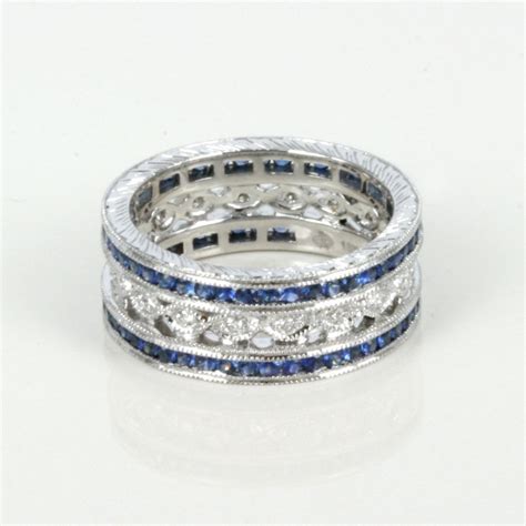 Sapphire & diamond filigree eternity ring