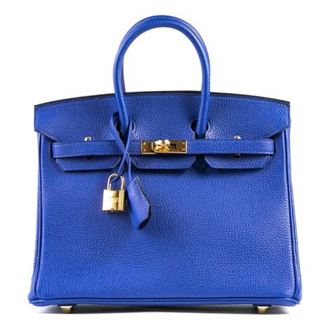 HERMES Birkin Bag 25cm Blue Electric Togo Gold Hardware