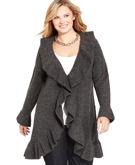 Styleandco Plus Size Sweater Long Sleeve Ruffled Cardigan With Images