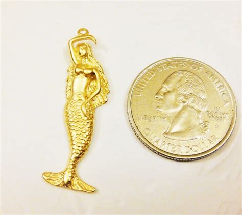 Vermeil 18k Gold Over 925 Sterling Silver Mermaid Charm Etsy