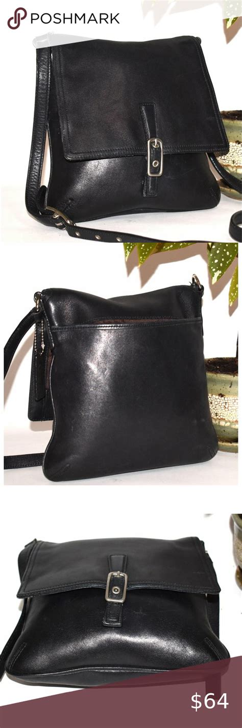 Vintage Coach Legacy Black Leather Small Flap Cros Coach Legacy