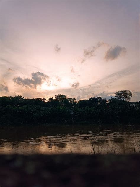 Cisadane River Side Sunset with Dark Cloud Stock Image - Image of cloud ...