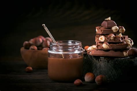 Premium Photo Homemade Chocolate Hazelnut Milk Spread On Glass Jar On