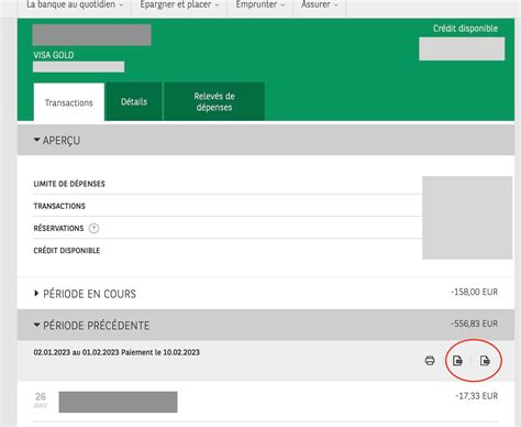 Export extraits de compte Crédit VISA format CSV Community BNP