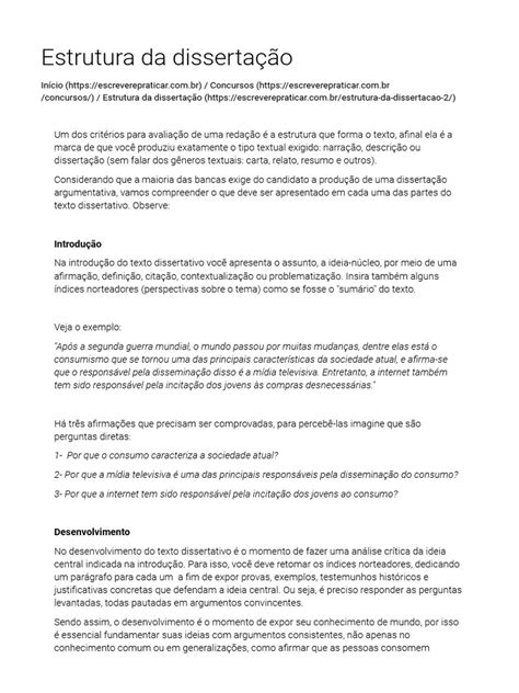 Dissertação Exemplo - Estrutura Da Dissertação | PDF
