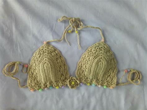 Crochet Bikini Set Swimsuit Sexy Summer Women Swimwear Handmade Cotton