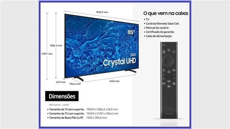 Ficha técnica do smart TV Samsung Crystal UHD 85 UN85BU8000