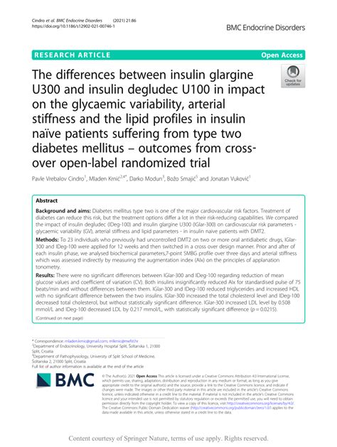 Pdf The Differences Between Insulin Glargine U And Insulin