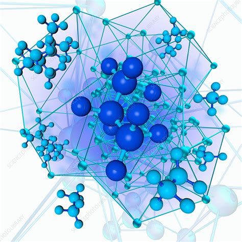 Blue Molecules Illustration Stock Image F Science Photo